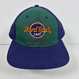 VINTAGE Hard Rock Cafe Orlando Hat Cap Snap Back One Size Green Navy Maroon 90s